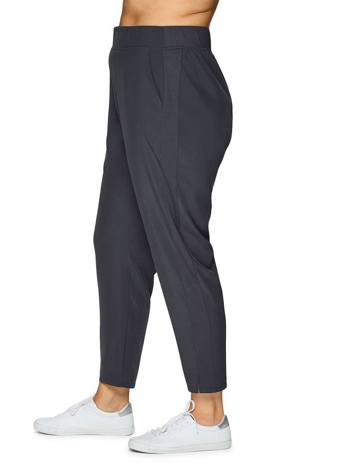 RBX RBX Women's Plus Size Stretch Woven Ankle Pant with Pockets Ribbed Side Charcoal 2X  - Image 5