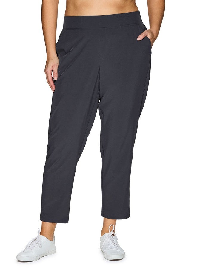 RBX RBX Women's Plus Size Stretch Woven Ankle Pant with Pockets Ribbed Side Charcoal 2X  - Image 4