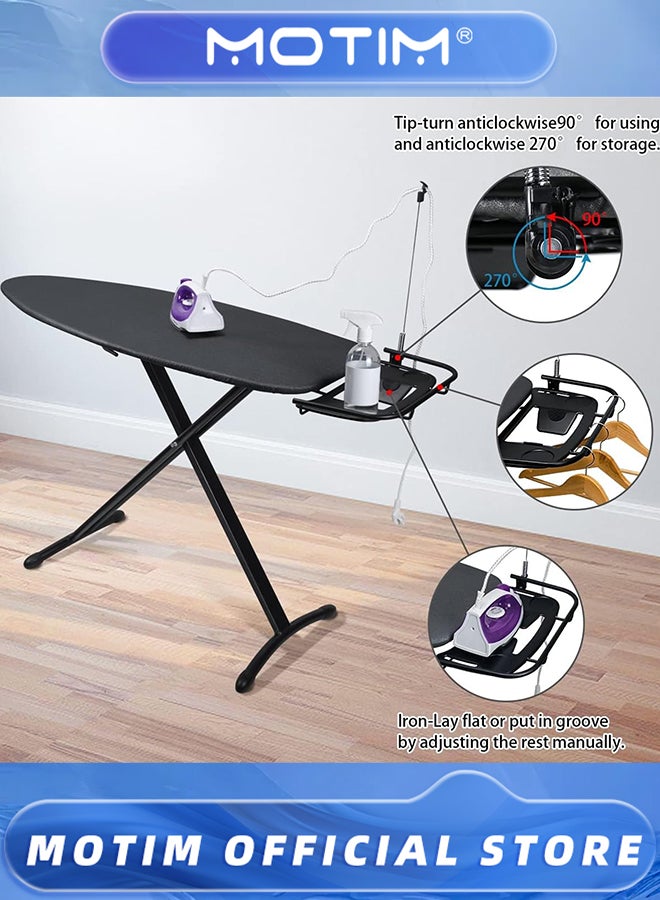 Motim Ironing Board Household Folding Ironing Plate with 10 mm Thicken Feltpad and Cover (Black) - Image 5