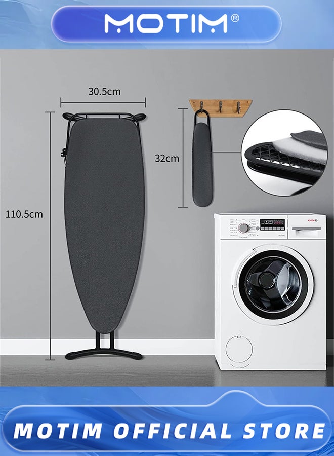 Motim Ironing Board Household Folding Ironing Plate with 10 mm Thicken Feltpad and Cover (Black) - Image 4