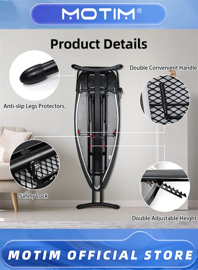 Motim Ironing Board Household Folding Ironing Plate with 10 mm Thicken Feltpad and Cover (Black) - Image 3