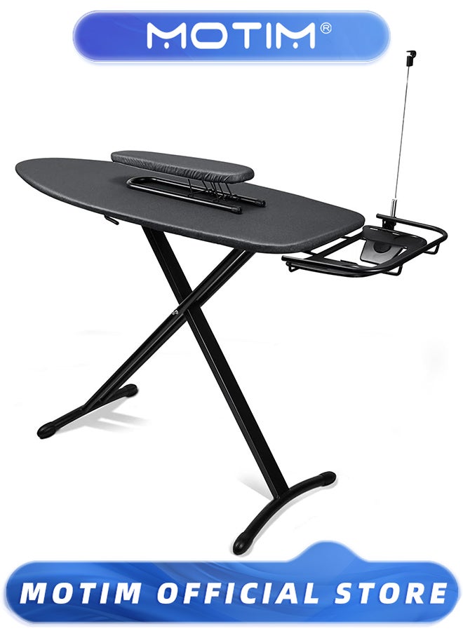 Motim Ironing Board Household Folding Ironing Plate with 10 mm Thicken Feltpad and Cover (Black) - Image 1