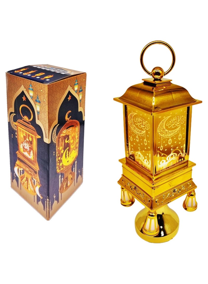 Decorative Ramadan LED Lantern, 35 cm, USB Powered, Gold Metallic Finish - Image 1
