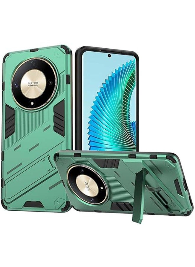 عام Honor Magic 6 Lite 5G/Honor X9b حافظة هاتف، حافظة من السيليكون الناعم والبلاستيك الصلب مقاومة للصدمات، حافظة هاتف مع حامل قابل للطي، تصميم مانع للانزلاق والدرع