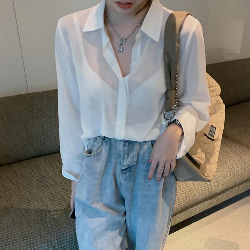 White Backless Sun Protection Shirt Thin Coat for Women Summer Loose Outer Air-Conditioned Cardigan Fairy Sun Protection Clothing for Women Breathable White [authentic mall product] [free small gift with order]