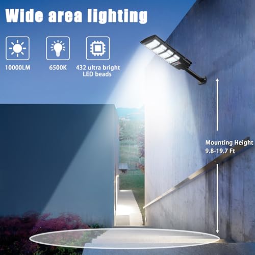 Yusist 4 Pack Solar Street Lights Outdoor Waterproof 10000LM 6500K, Solar Light Outdoor Dusk to Dawn with Wide Angle Motion Sensor and Remote, Parking Lot Lights for Area Lighting Yard - Image 5