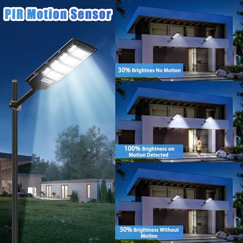 Yusist 4 Pack Solar Street Lights Outdoor Waterproof 10000LM 6500K, Solar Light Outdoor Dusk to Dawn with Wide Angle Motion Sensor and Remote, Parking Lot Lights for Area Lighting Yard - Image 4