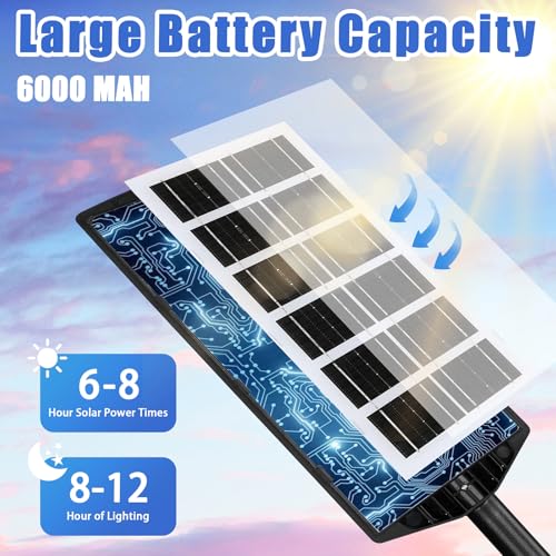 Yusist 4 Pack Solar Street Lights Outdoor Waterproof 10000LM 6500K, Solar Light Outdoor Dusk to Dawn with Wide Angle Motion Sensor and Remote, Parking Lot Lights for Area Lighting Yard - Image 2