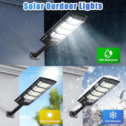 Yusist 4 Pack Solar Street Lights Outdoor Waterproof 10000LM 6500K, Solar Light Outdoor Dusk to Dawn with Wide Angle Motion Sensor and Remote, Parking Lot Lights for Area Lighting Yard - Image 3