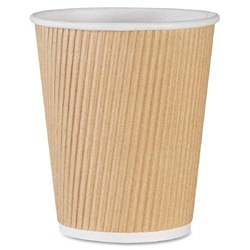 NYHI 150 10 oz Ripple Kraft Paper Cups Brown Hot Cold Cups 3 Layer Rippled Small Insulated Disposable Coffee Cups for Cappuccino Hot Cocoa or Iced Drinks - Image 4