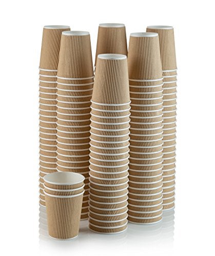 NYHI 150 10 oz Ripple Kraft Paper Cups Brown Hot Cold Cups 3 Layer Rippled Small Insulated Disposable Coffee Cups for Cappuccino Hot Cocoa or Iced Drinks - Image 5