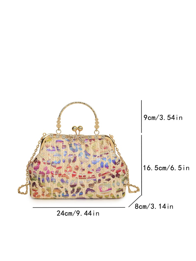 Colorful Dinner Women'S Handbag Fashionable And Easiest For Match Chain Shoulder Crossbody Clip Bag - Image 5