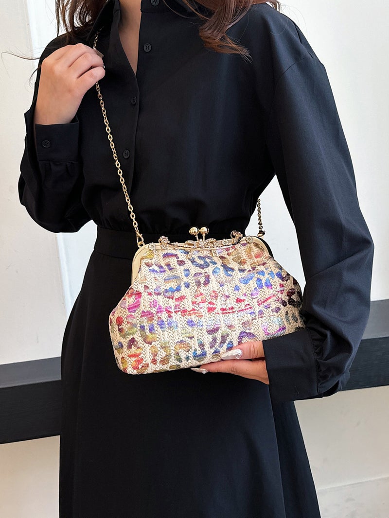 Colorful Dinner Women'S Handbag Fashionable And Easiest For Match Chain Shoulder Crossbody Clip Bag - Image 3