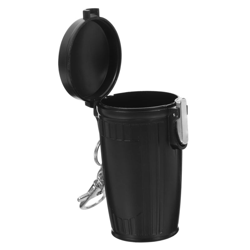 Portable Mini Ashtray with Lid Key Ring Fire Safe Sealed Smokeless Outdoor Travel Black - Image 2
