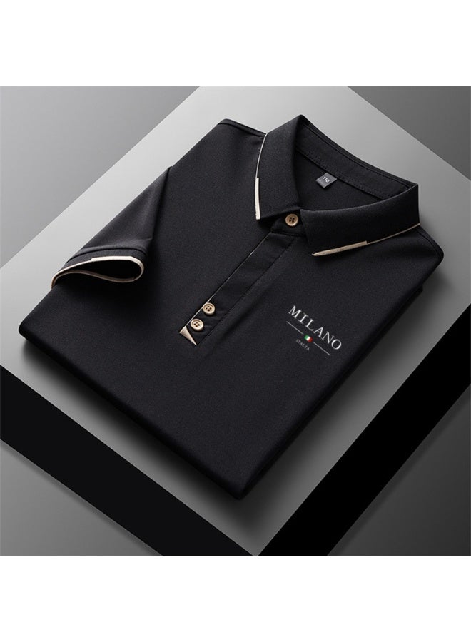 High-end men’s new collection, premium casual/business/team wear, leisure-style letter print polo shirt.
