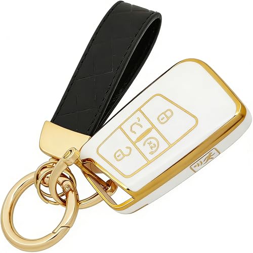 AYGUCEKE TPU Protective Key Fob Cover Case Compatible with VW Volkswagen Atlas Tiguan Taos Passat Jetta Beetle Golf MK6 Polo Smart Key Fob White - Image 1