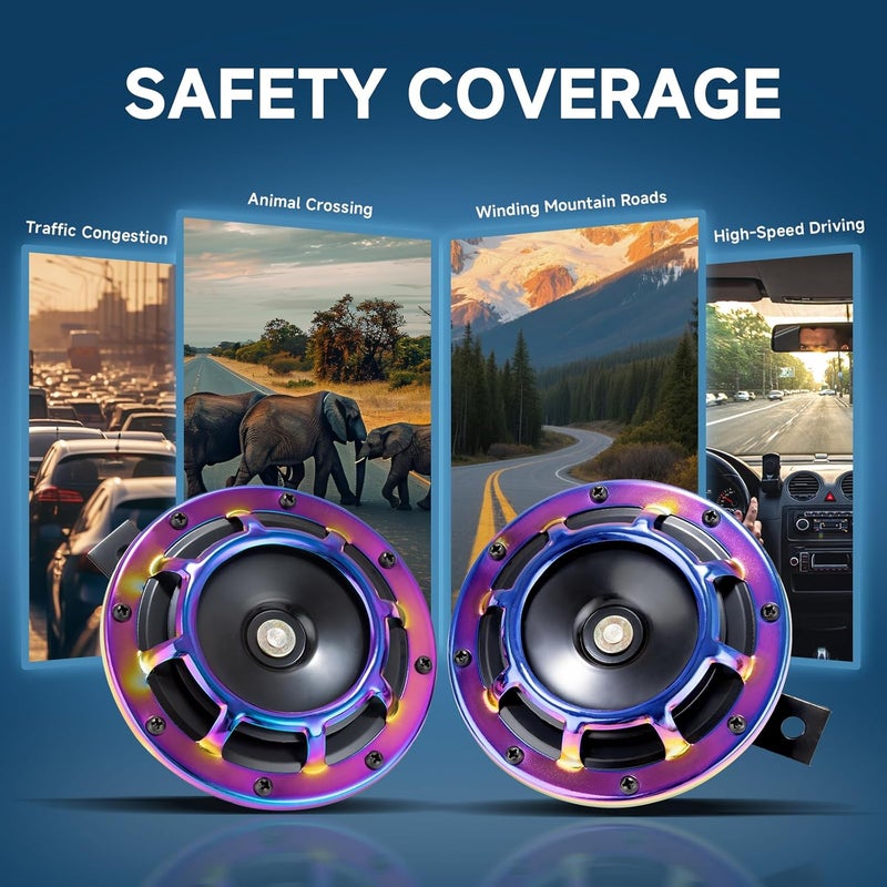 FARBIN Horn Waterproof Car Horns 12v Loud,Super Tone Metal Twin Horns Kit with Relay Harness (Color horn with wire harness) - Image 2