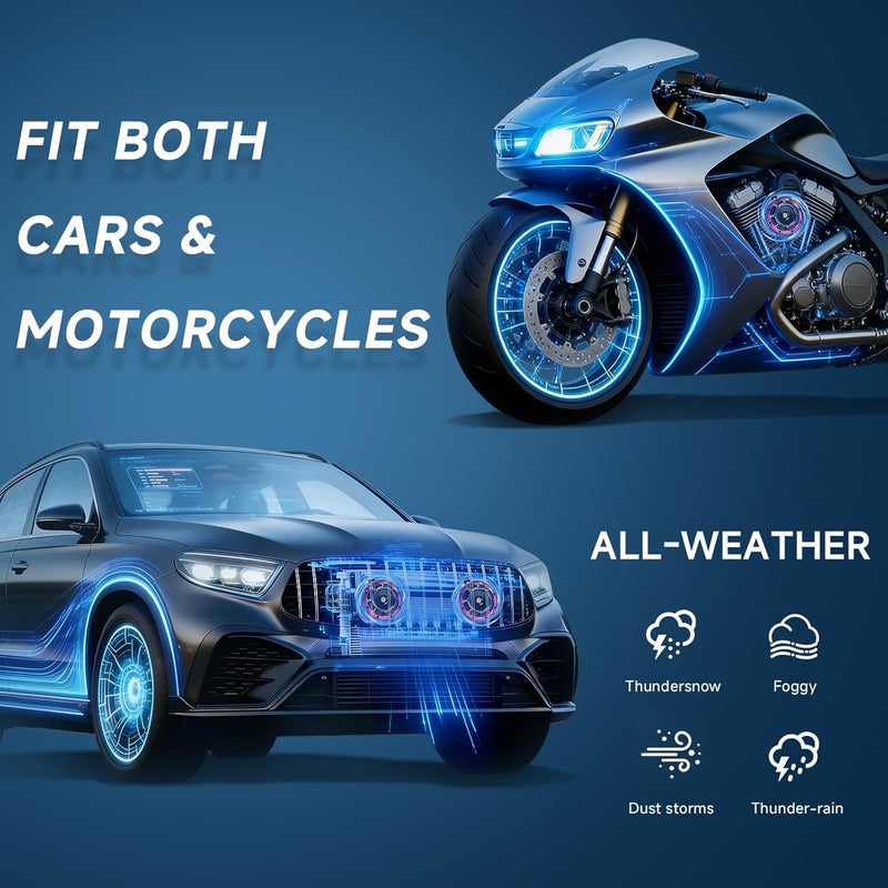 FARBIN Horn Waterproof Car Horns 12v Loud,Super Tone Metal Twin Horns Kit with Relay Harness (Color horn with wire harness) - Image 3