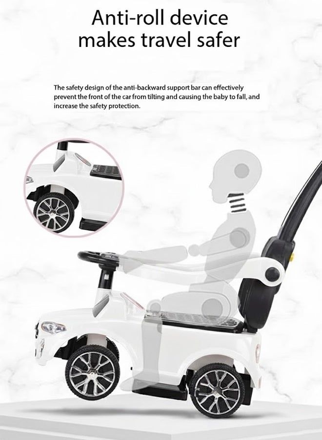 MG 2-in-1 Toddler Ride On Push Car with lights and music and Parent Handle Steering Control and Comfortable anti-skid Seat, White - Image 3