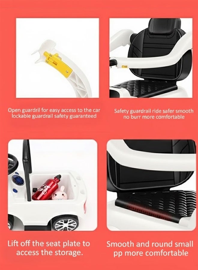 MG 2-in-1 Toddler Ride On Push Car with lights and music and Parent Handle Steering Control and Comfortable anti-skid Seat, White - Image 5