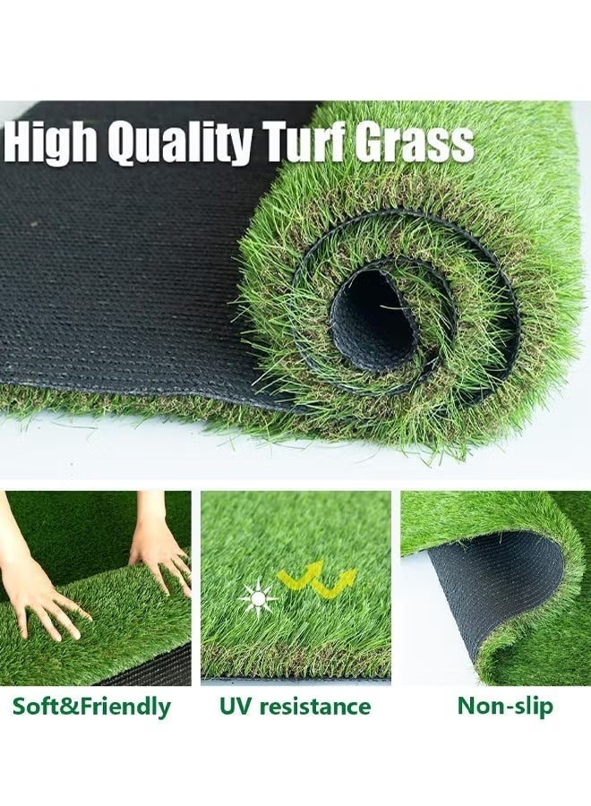 Optico Realistic Artificial Grass Rug Indoor Outdoor Artificial Grass Turf Dog Grass Mat with Drainage Holes Fake Grass for Garden Lawn Landscape Balcony Decoration（1*4M） - Image 4
