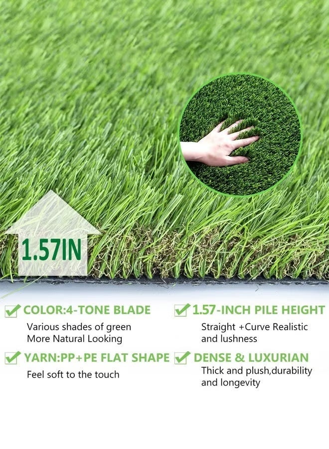 Optico Realistic Artificial Grass Rug Indoor Outdoor Artificial Grass Turf Dog Grass Mat with Drainage Holes Fake Grass for Garden Lawn Landscape Balcony Decoration（1*4M） - Image 3