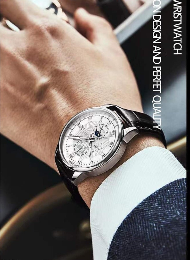 POEDAGAR Man Watch,Watches for Men ,Waterproof Luminous Classic Leather Watch For Man 40mm - Image 2