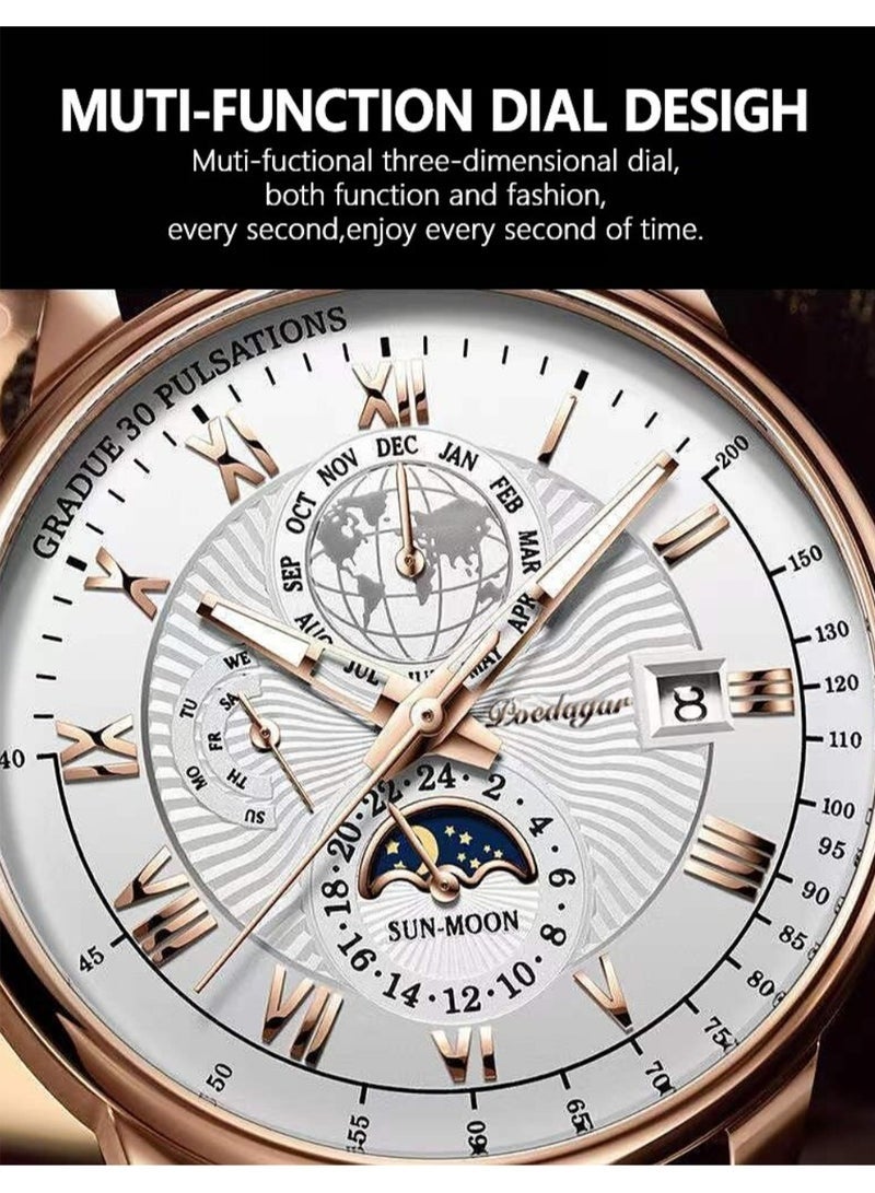 POEDAGAR Man Watch,Watches for Men ,Waterproof Luminous Classic Leather Watch For Man 40mm - Image 3