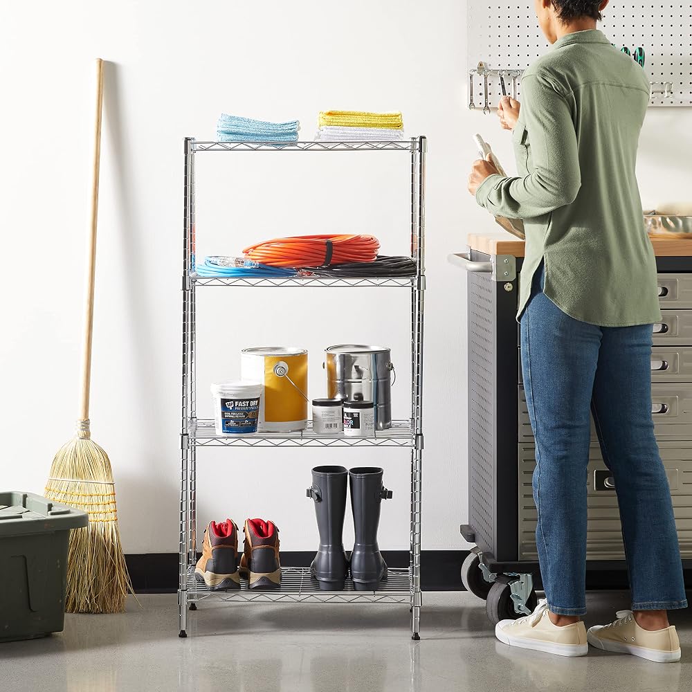 Generic Basics 4-Shelf Narrow Storage Unit With Height Adjustable ...