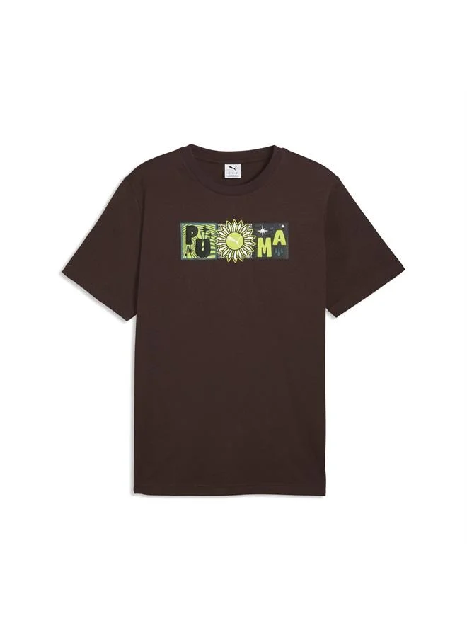Puma Chocolate Brown Sunset Drive Graphic Tee Men for Men | Best Price UAE