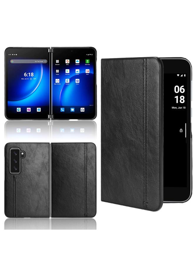 erorex Case For Microsoft Surface Duo 2 Sewing Cow Pattern Skin PC + PU + TPU Case - Image 1