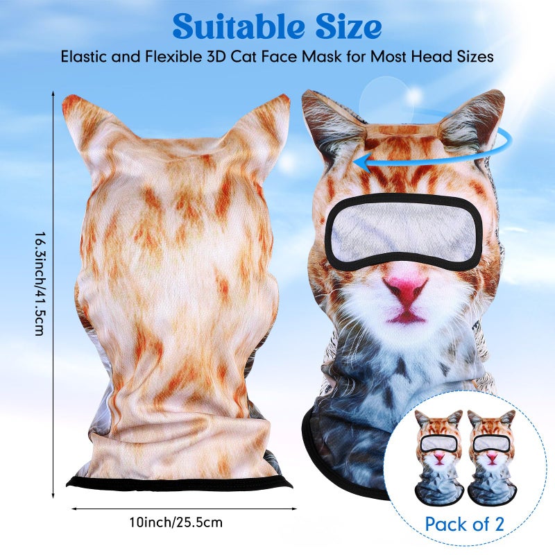 Shyyween 3D Cat Ski Mask Dog Balaclava Sheisty Winter Breathable Face Cover for Skiing Snowboarding Motorcycle Riding(2 Pcs,Yellow Cat) - Image 3
