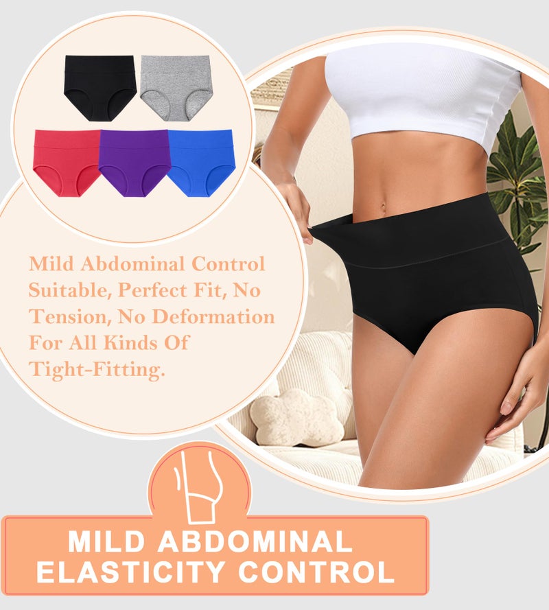 MISSWHO Women Underwear Cotton Full Coverage Breathable Briefs Stretchy Soft Panties For Ladies 5 Packs Large - Image 3