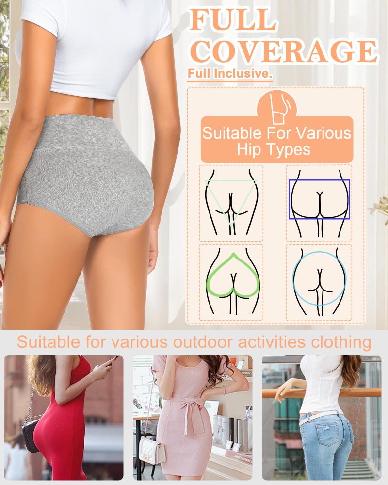 MISSWHO Women Underwear Cotton Full Coverage Breathable Briefs Stretchy Soft Panties For Ladies 5 Packs Large - Image 4