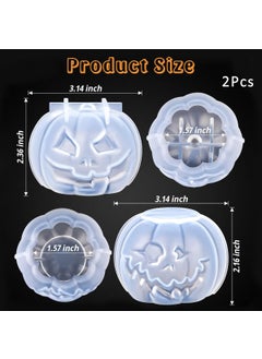 HASTHIP HASTHIP® 2Pcs Halloween Pumpkin Candle Molds, 3D Pumpkin Silicone Mold for Epoxy Resin, DIY Handmade Soap, Wax Candle, Casting Art Crafts Halloween Decor  - Image 2