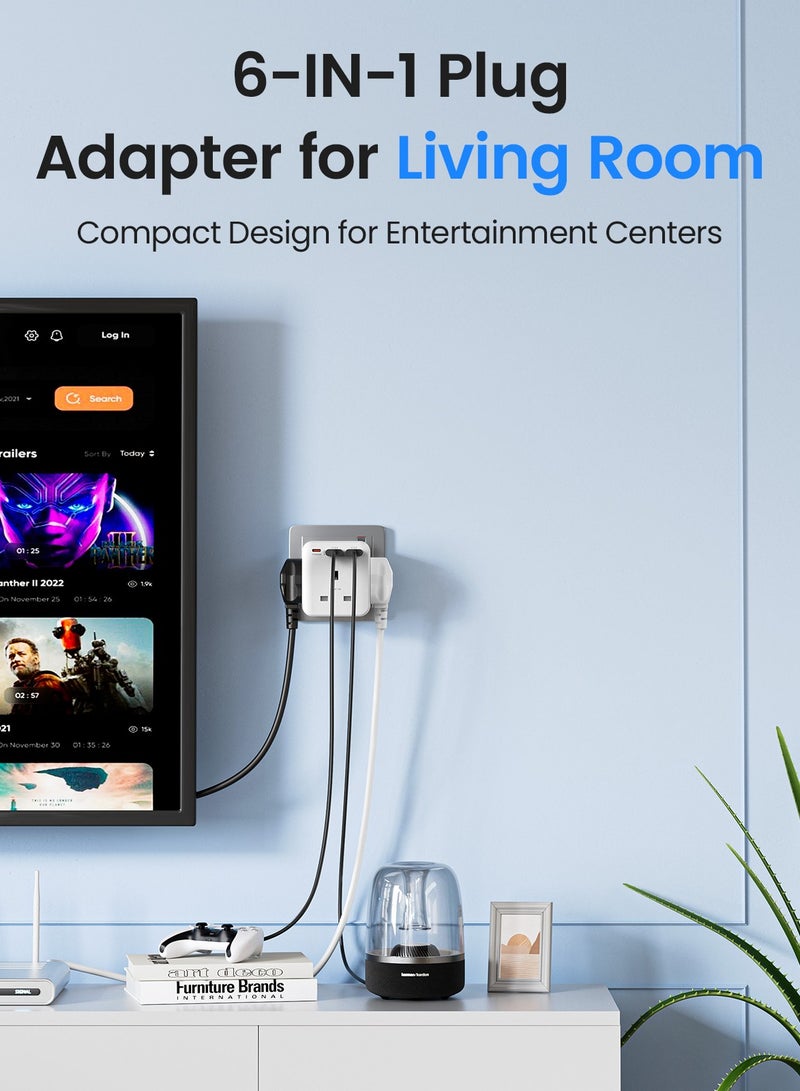 Multi Plug Extension with 2 USB,3 Way 3 Plugs Socket adapter,5-in-1 Cube Electrical Extender Outlet Adaptor,USB Wall Charger,3 Pin Plug Expander for Home,Office,Kitchen,13A 3250W - Image 5