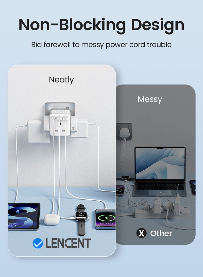 Multi Plug Extension with 2 USB,3 Way 3 Plugs Socket adapter,5-in-1 Cube Electrical Extender Outlet Adaptor,USB Wall Charger,3 Pin Plug Expander for Home,Office,Kitchen,13A 3250W - Image 2