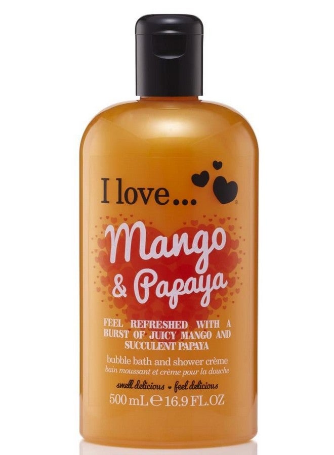 آي لاف كريم الاستحمام I LOVE بالمانجو والبابايا - غسول مرطب للجسم وحمام الفقاعات - مع مستخلصات فواكه طبيعية وبروفيتامين ب5 - 16.9 أونصة