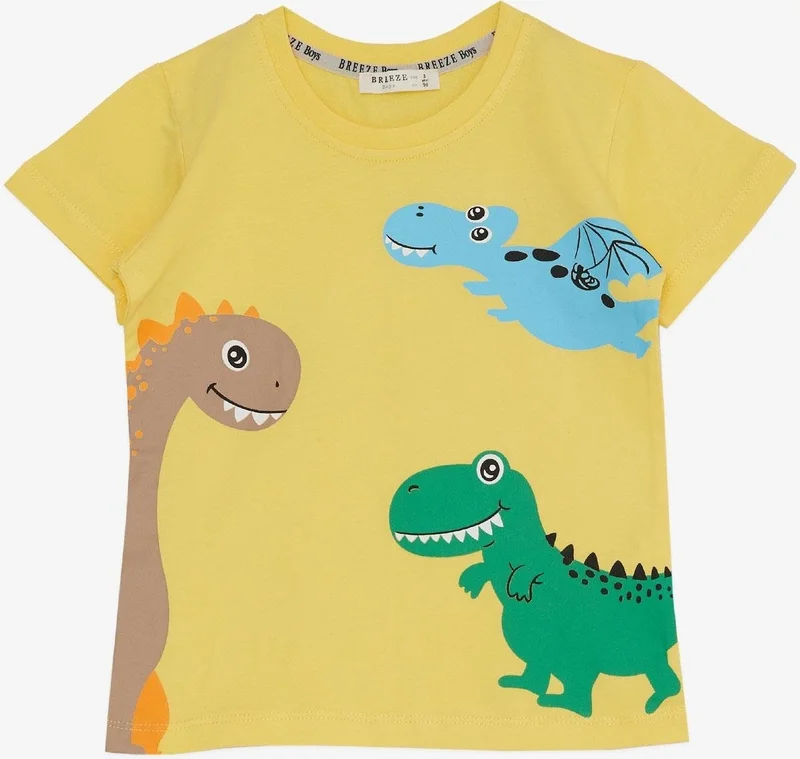 Breeze Boy Shorts Set Cute Dinosaur Friends Printed 1.5-5 Years, Yellow
