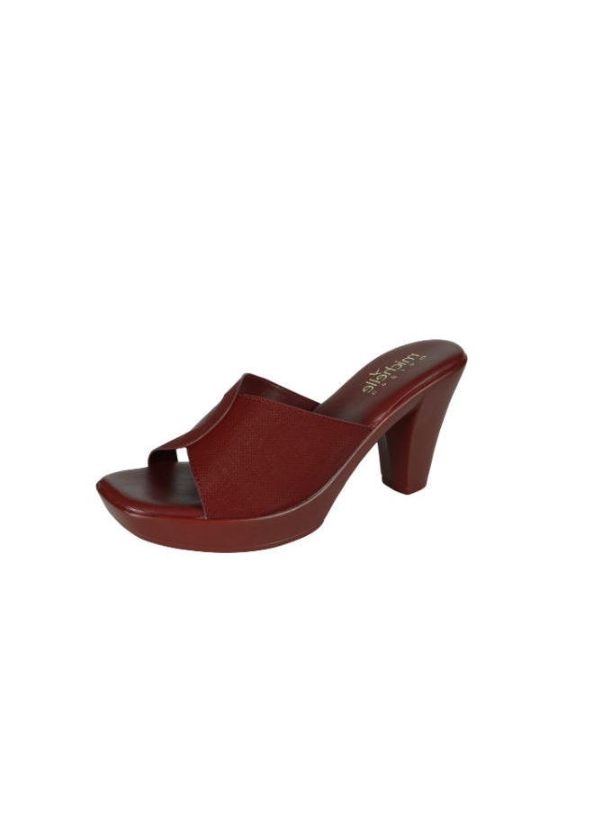 Michelle Morgan - Michelle Morgan Ladies Cone Heel Square Toe Sandals 214RJ513 Bordo - Image 1