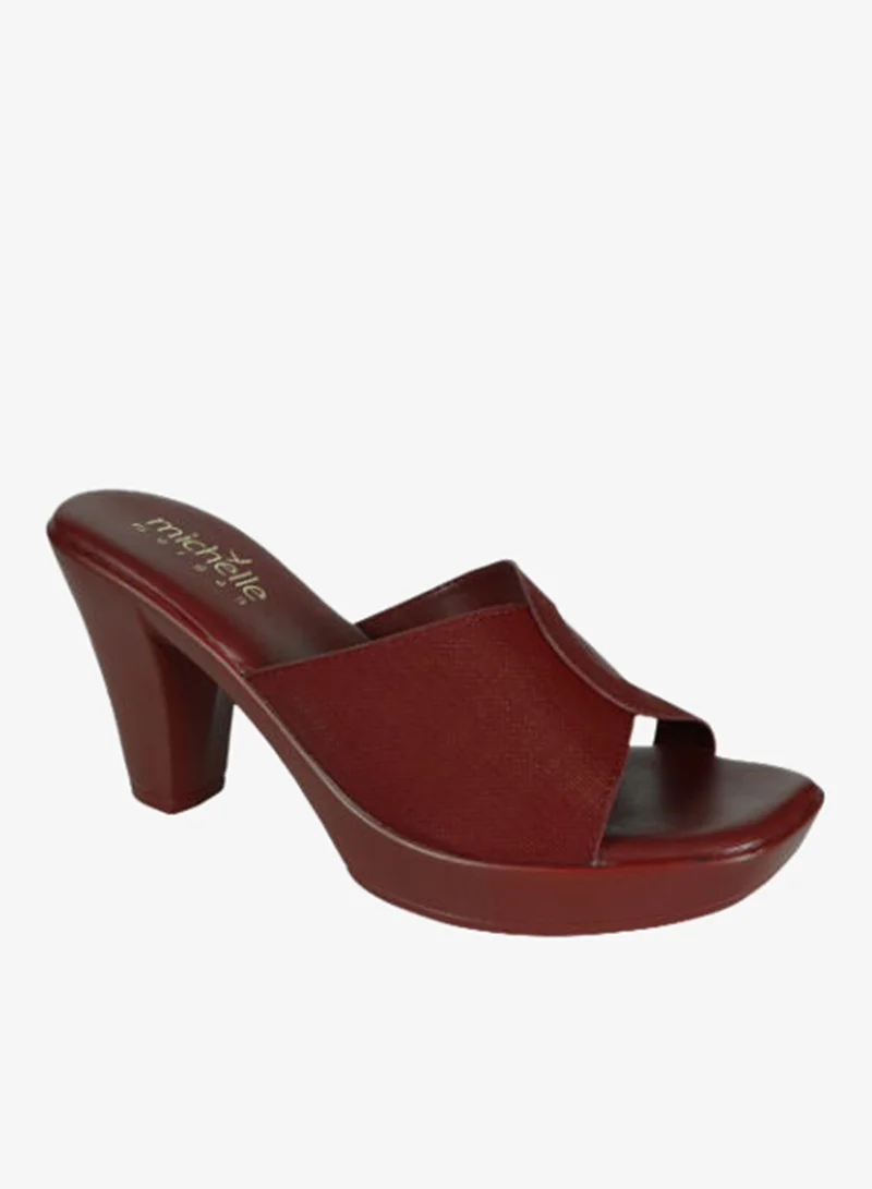 Michelle Morgan Michelle Morgan Ladies Cone Heel Square Toe Sandals 214RJ513 Bordo