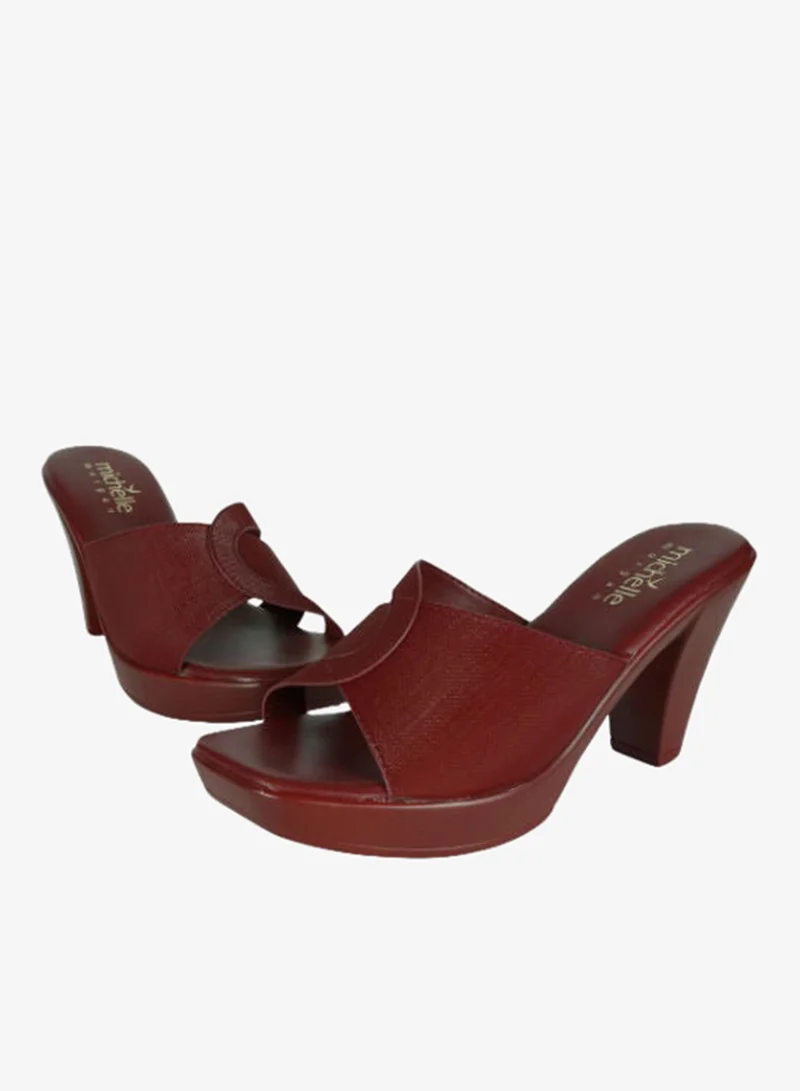 Michelle Morgan Michelle Morgan Ladies Cone Heel Square Toe Sandals 214RJ513 Bordo