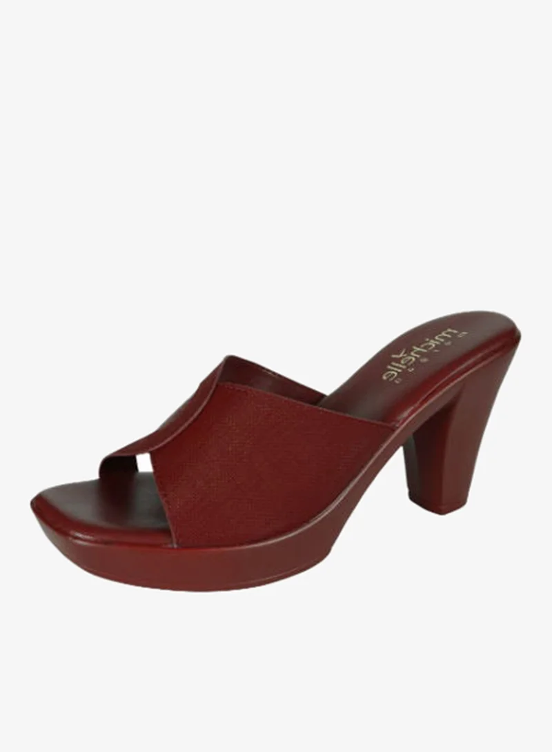 Michelle Morgan Bordo Michelle Morgan Ladies Cone Heel Square Toe Sandals 214RJ513 Bordo for Women | Best Price UAE
