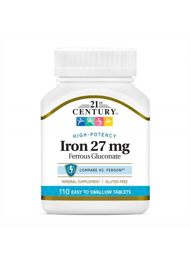 21st Century Iron 27 Mg Ferrous Gluconate Tablets, 110Count - Image 1