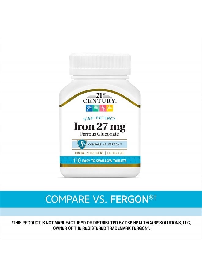 21st Century Iron 27 Mg Ferrous Gluconate Tablets, 110Count - Image 2