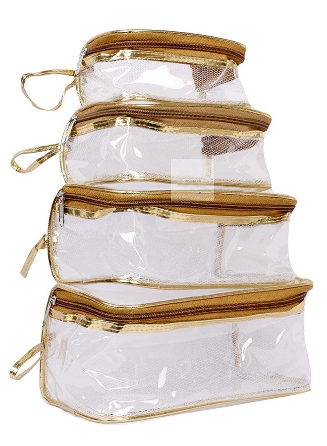 STACKRAID Transparent Cosmetic Storage Pouch, Travel Toiletry Bag Pouch, Vanity Pouch, Makeup Cosmetics kit Jewellery Organizer Jewelry Kit Pouch (1 Set of 4 Pouch) - Image 1