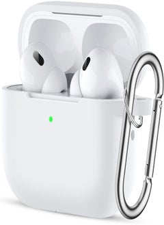 Easuny Easuny for AirPods Pro 2 Case Cover 2022 - Full Body Protective Silicone Case Compatible with New Apple AirPods Pro 2nd Generation Case, Shockproof Cover with Carabiner [Front LED Visible], White 
