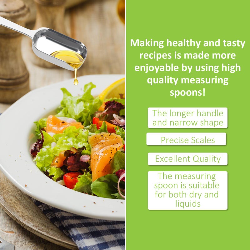 AUOIKK 2 Pcs 1 Teaspoon(5 mL | 1 Tsp | 1/3 Tbsp | 5 cc | 1/6 oz) Stainless Steel Single Measuring Spoon, Long Handle Metal Measuring Spoon, Kitchen Gadgets for Cooking & Baking - Image 3