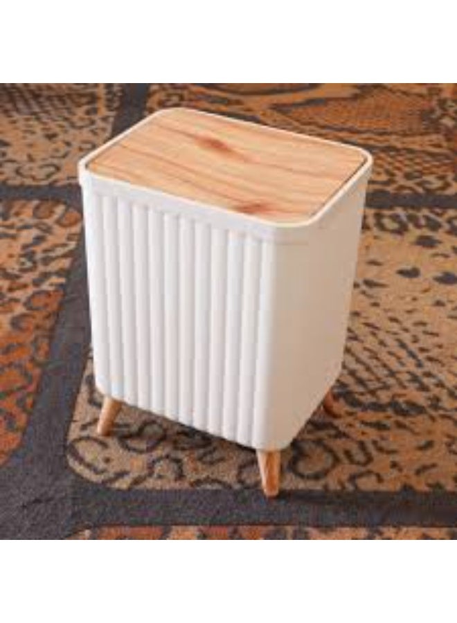 سلة مهملات ديكورية متعددة الاستخدامات بتصميم أنيق باللون الأبيض – مناسبة للغرف والمكاتب والحمامات وتنظيم المساحات بشكل جميل وعصري-(لون ابيض) - Image 2