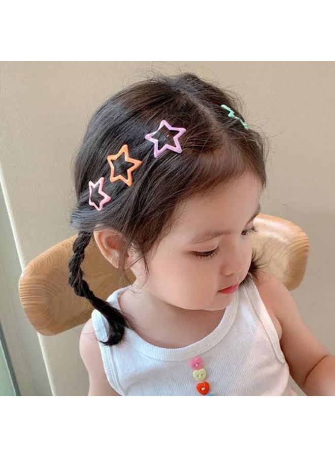 A set of clips of colorful star-shaped side hair clips, perfect for little girls, women, and children's hair accessories. - Image 3